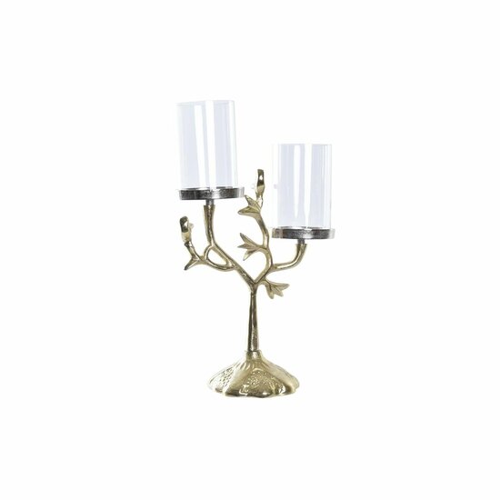 Kandelaar DKD Home Decor Kristal Gouden Aluminium Vogels (29 x 15 x 48 cm) 1