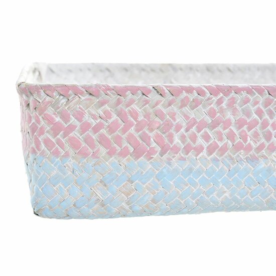 Mandenset DKD Home Decor Polyester 8,5 cm 26 x 26 x 9 cm Natuurlijke Vezel Boho Mediterrane (4 Onderdelen) 4