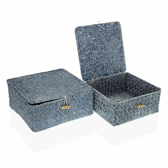 Mandenset Versa Blauw Met deksel Zeealgen (2 pcs) 1