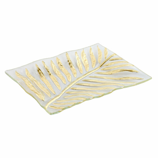 Tafeldecoratie Home ESPRIT Transparant Gouden Modern Blad van een plant 29 x 21 x 3 cm 1