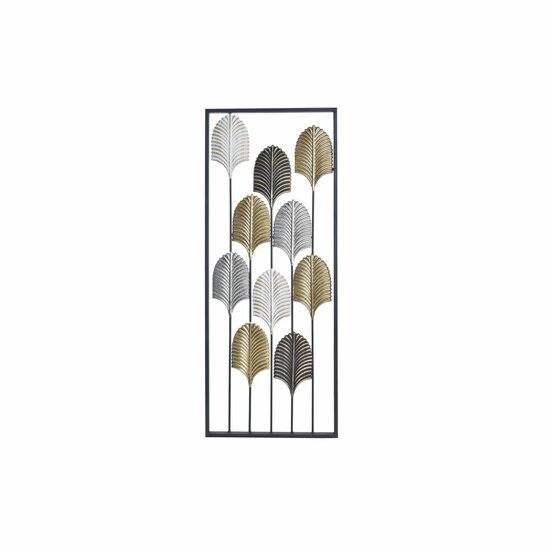 Wanddecoratie DKD Home Decor Zwart Metaal Multicolour Modern Blad van een plant (35 x 2 x 90 cm) 1