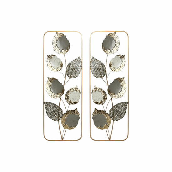 Wanddecoratie Home ESPRIT Grijs Gouden Modern Bloem 31 x 2,5 x 89,5 cm (2 Stuks) 1