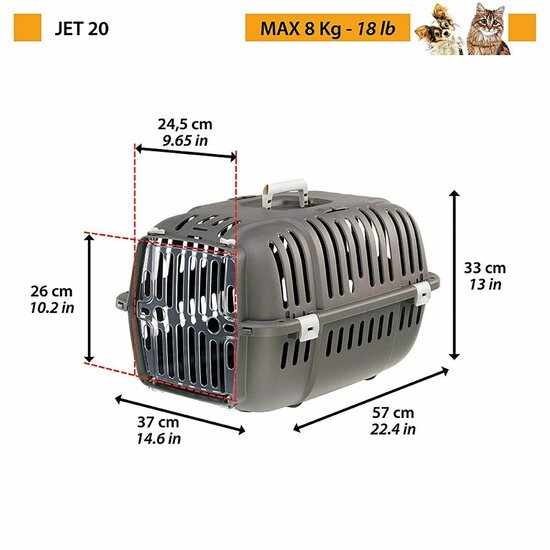 Draagmand Ferplast Jet20 Grijs Doorschijnend Plastic 8