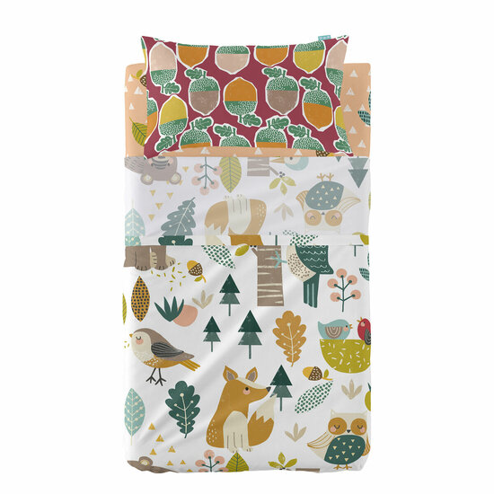 Beddengoedset HappyFriday Moshi Moshi Harvestwood Multicolour Wieg voor baby&amp;apos;s 2 Onderdelen 1