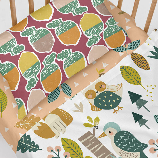 Beddengoedset HappyFriday Moshi Moshi Harvestwood Multicolour Wieg voor baby&amp;apos;s 2 Onderdelen 4