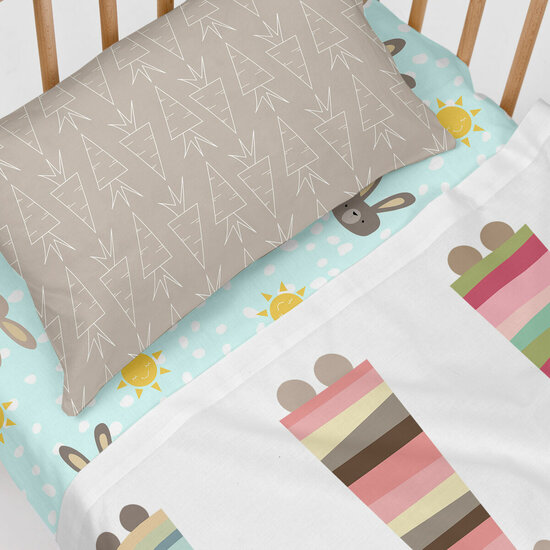 Beddengoedset HappyFriday Moshi Moshi Rabbit family Multicolour Wieg voor baby&amp;apos;s 2 Onderdelen 5