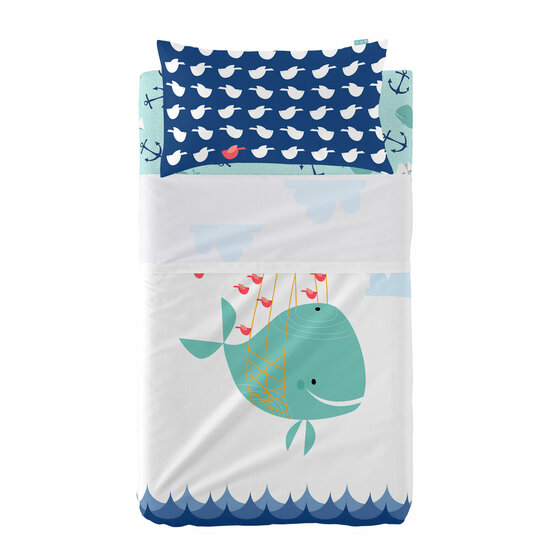 Beddengoedset HappyFriday Moshi Moshi Whale Multicolour Wieg voor baby&amp;apos;s 2 Onderdelen 1