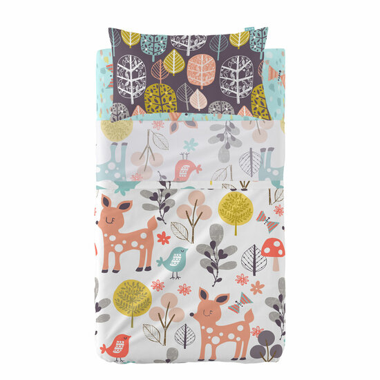 Beddengoedset HappyFriday Moshi Moshi Woodland Multicolour Wieg voor baby&amp;apos;s 2 Onderdelen 1