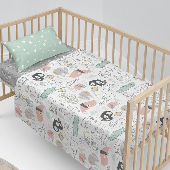 Beddengoedset HappyFriday Moshi Moshi Best buddies  Multicolour Wieg voor baby&amp;apos;s 2 Onderdelen 2