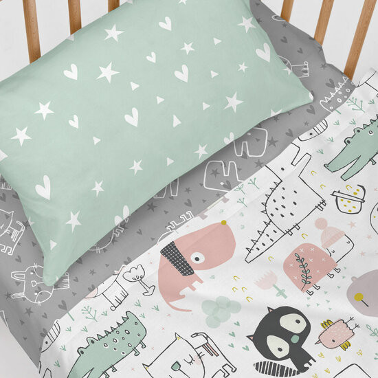 Beddengoedset HappyFriday Moshi Moshi Best buddies  Multicolour Wieg voor baby&amp;apos;s 2 Onderdelen 4