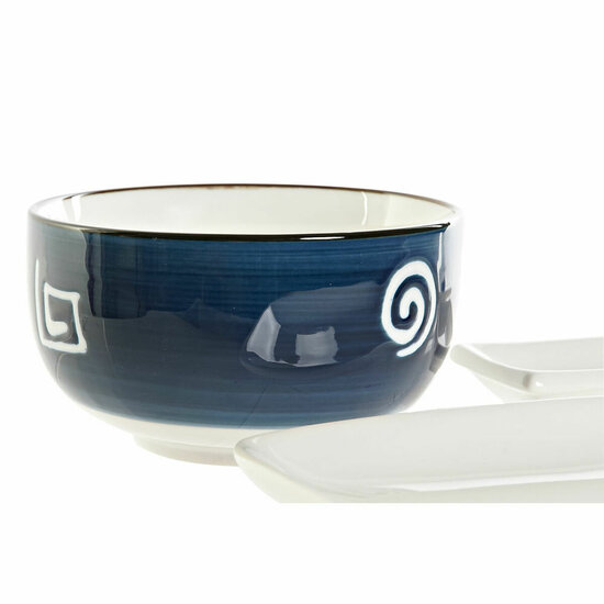 Sushi set DKD Home Decor 33,5 x 34,5 x 9 cm Porselein Wit Marineblauw Orientaals (33,5 x 34,5 x 9 cm) 2