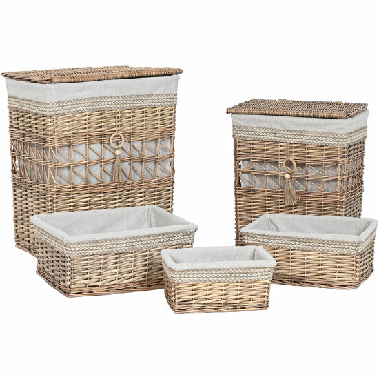 Wasmand Home ESPRIT Beige Natuurlijk vlechtwerk Shabby Chic 47 x 35 x 55 cm 5 Onderdelen 1