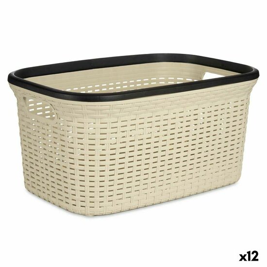 Wasmand Cr&egrave;me Plastic 36 L 36 x 25,5 x 52,5 cm (12 Stuks) 1