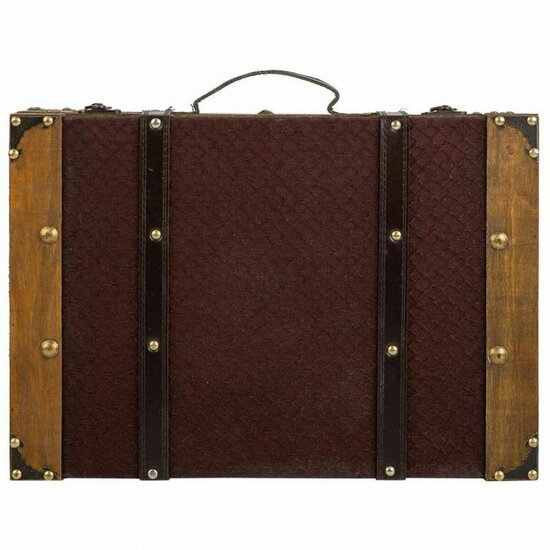 Kofferset Alexandra House Living Bruin PVC Hout Metaal Stof Vintage 31 x 17 x 45 cm 40 x 24 x 13,5 cm Decoratief 2 Onderdelen 3