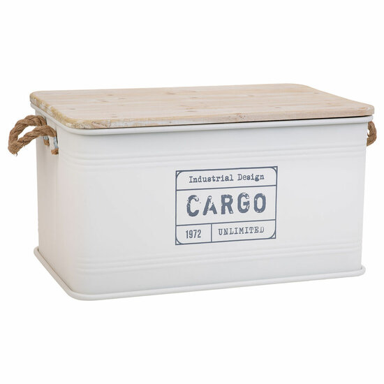 Koffer Alexandra House Living Cargo Wit Industri&euml;le hennep Metaal Sparrenhout 38 x 60 x 33 cm 1