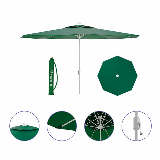 Marbueno Parasol Staal 8 Ribben D270 cm Polyester Groen Tuin, Zwembad en Terras 10188 2