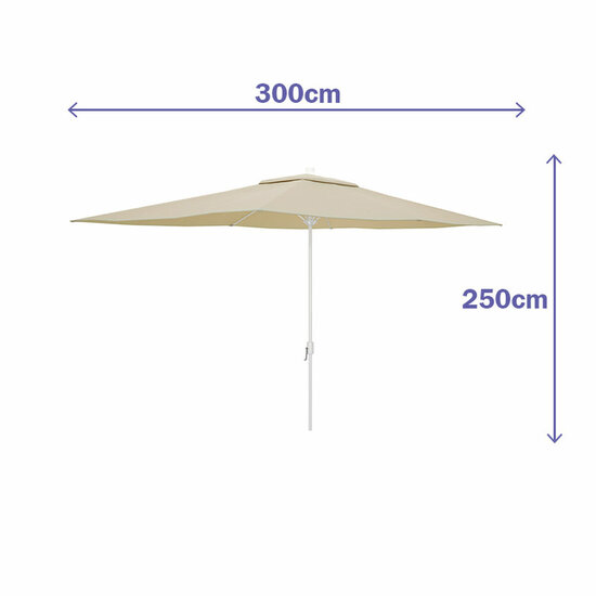 Marbueno Parasol Staal 6 Ribben D200x300 cm Polyester Beige Tuin, Zwembad en Terras 10192 3