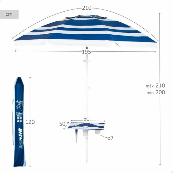 Parasol Aktive Staal Oxford stoffen 210 x 205 x 210 cm 4