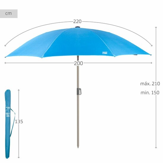 Parasol Aktive 220 x 210 x 220 cm (2 Stuks) 5