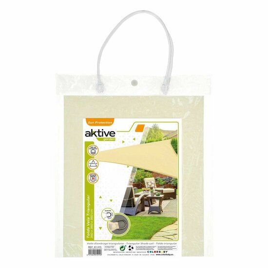 Schaduwdoek Aktive Driehoekig Cr&egrave;me 360 x 0,5 x 360 cm (4 Stuks) 4