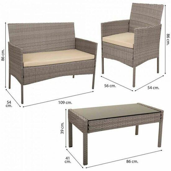 Tafelset met 2 fauteuils Alexandra House Living Grijs 4 Onderdelen 6