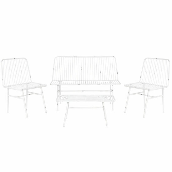 Tafelset met 3 fauteuils Home ESPRIT Wit Metaal 115 x 53 x 83 cm 1