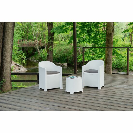 Tafelset met 2 fauteuils IPAE Progarden Luna sluc06bg Wit Tuin (3 Onderdelen) 3