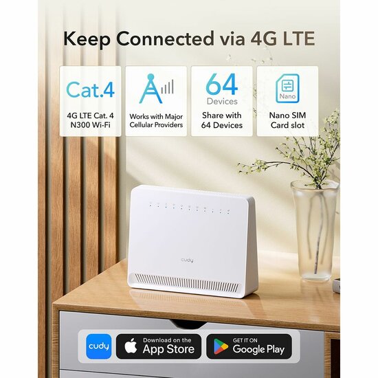 Router Cudy LT400E_EU Wit RJ45 Wi-Fi 4 2