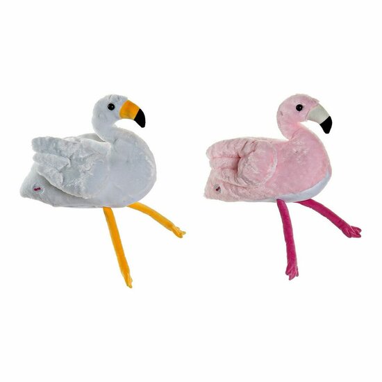 Knuffel DKD Home Decor Wit Roze Kinderen Roze flamingo 34 x 25 x 27 cm (2 Stuks) 1