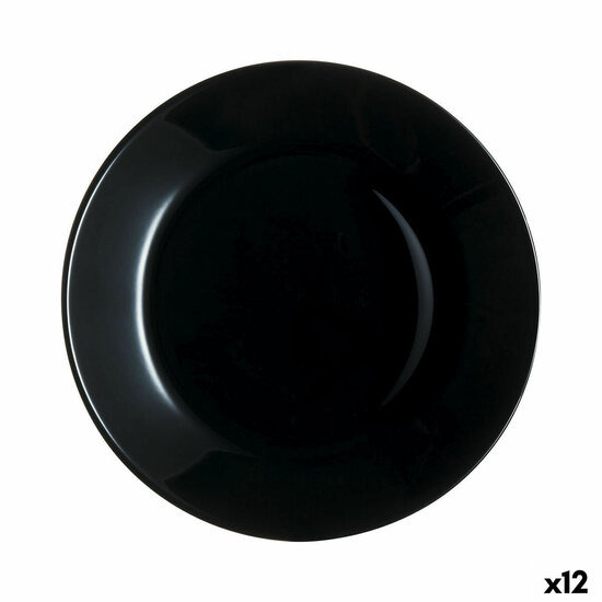 Dessertbord Luminarc Zelie Negro Zwart Glas &Oslash; 18 cm (12 Stuks) 1