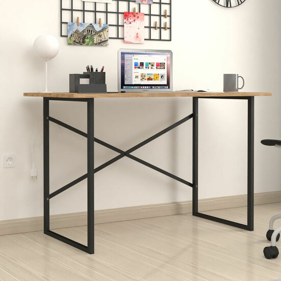 Bureau Alexandra House Living Zwart Ek Metaal Hout MDP 120 x 75 x 60 cm industrial 2