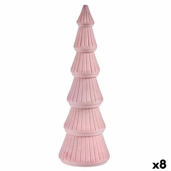 Kerstboom Fluweel Roze Hout 12 x 34,5 x 12 cm (8 Stuks) 1