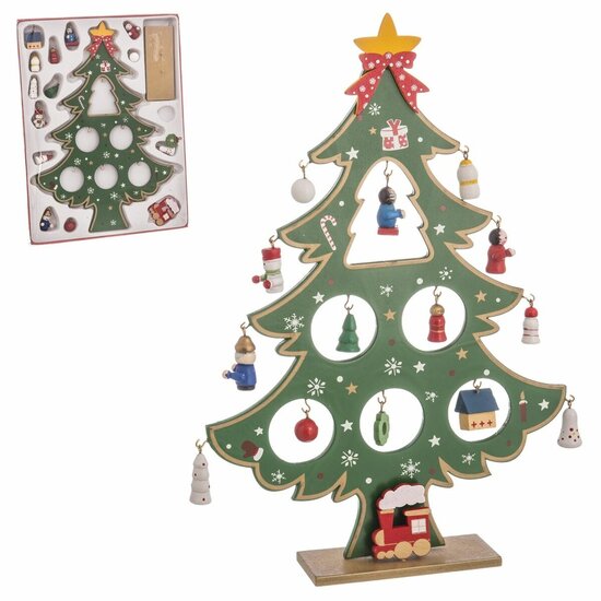 Kerstversiering Multicolour Hout MDF Kerstboom 26 cm 1