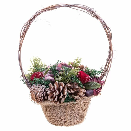 Kerstversiering Rood Multicolour Rotan Plastic Foam Ananas Mand 21 x 21 x 30 cm 1