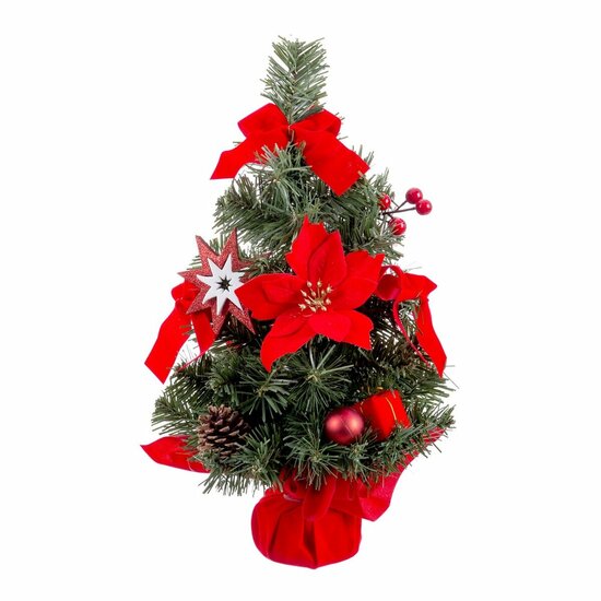 Kerstversiering Rood Groen Plastic Weefsel Kerstboom 40 cm 1