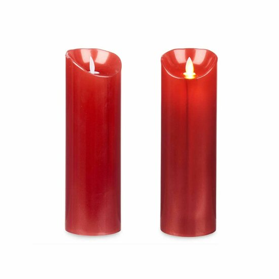 LED kaars Rood 8 x 8 x 25 cm (12 Stuks) 2