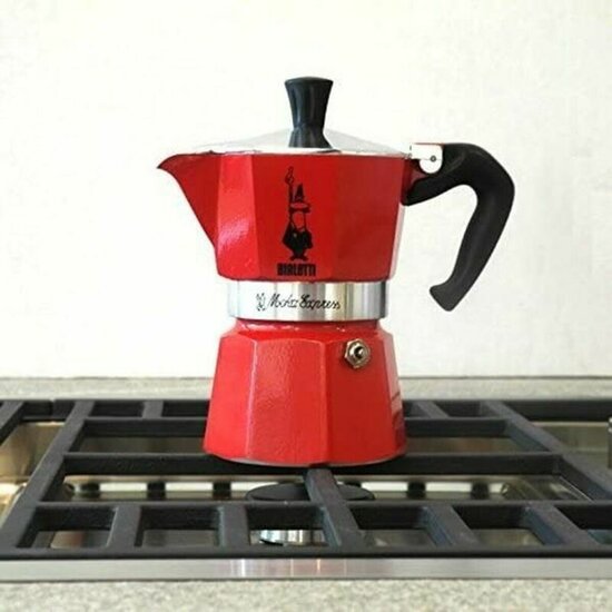 Percolator Bialetti Moka Rood Aluminium 3 Koppar 2