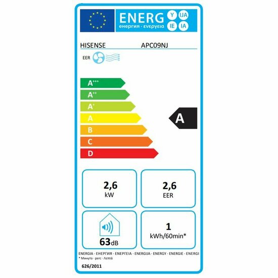 Draagbare Airconditioning Hisense APC09NJ A Wit Zwart/Wit 2600 W 3