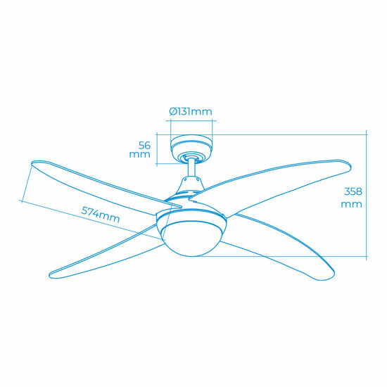 Plafondventilator met licht EDM 33806 Caspio Wit 60 W 7