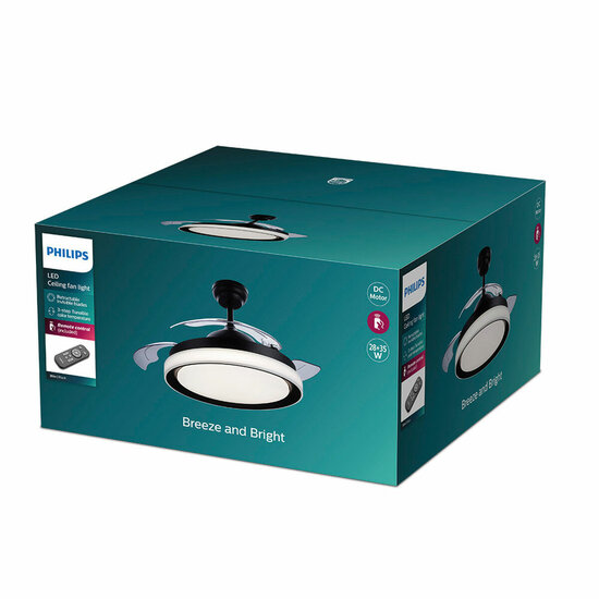 Plafondventilator met licht Philips Atlas Zwart 35 W 28 W 4500 Lm (2700 K) 7