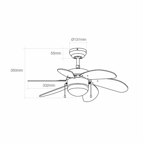 Plafondventilator met licht EDM 33985 Aral Wit 50 W 3