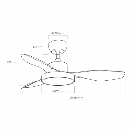 Plafondventilator met licht EDM 33817 Arctic Wit 24 W 38 W 2160 Lm 2