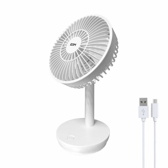 Tafelventilator EDM 33501 Wit 5 W 4 W 16,5 x 18,5 cm 17 x 13 x 26 cm Herlaadbaar USB 2