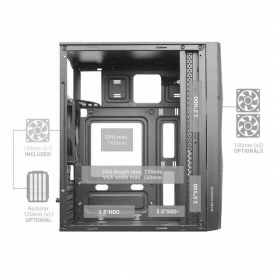 ATX Semi-toren BehuizingMars Gaming MC-1500 Zwart 6