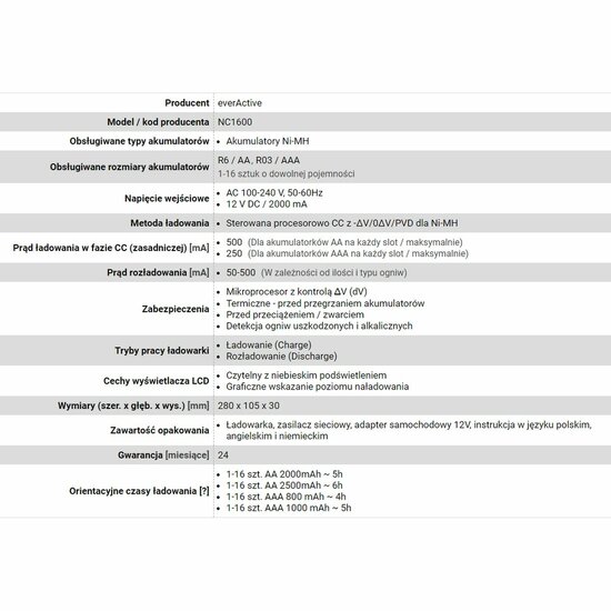 Batterijlader EverActive NC-1600 6