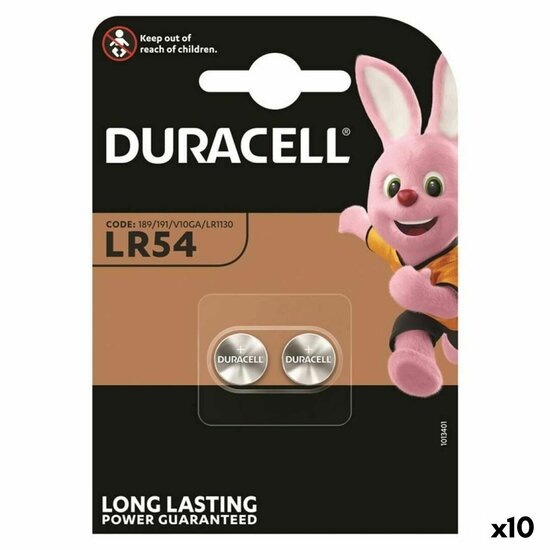 Alkaline Knoopcelbatterij DURACELL LR1130 LR54  2 Onderdelen 10 Stuks 1,5 V 1