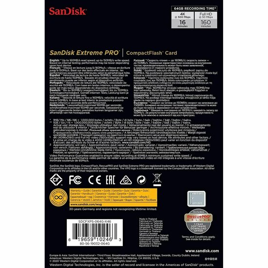 CF Geheugenkaart SanDisk SDCFXPS-064G-X46 3