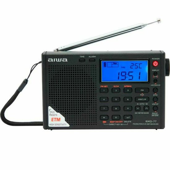 Wekkerradio Aiwa PLL DSP FM stereo tuner / SW / MW / LW 1