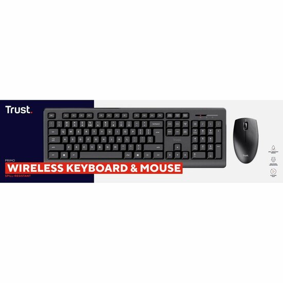 Toetsenbord en draadloze muis Trust Primo  Zwart Monochrome Engels EEUU Qwerty US 6