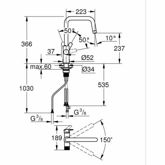 Keukenkraan Grohe Blue Pure Start Vork/U-vormig 3